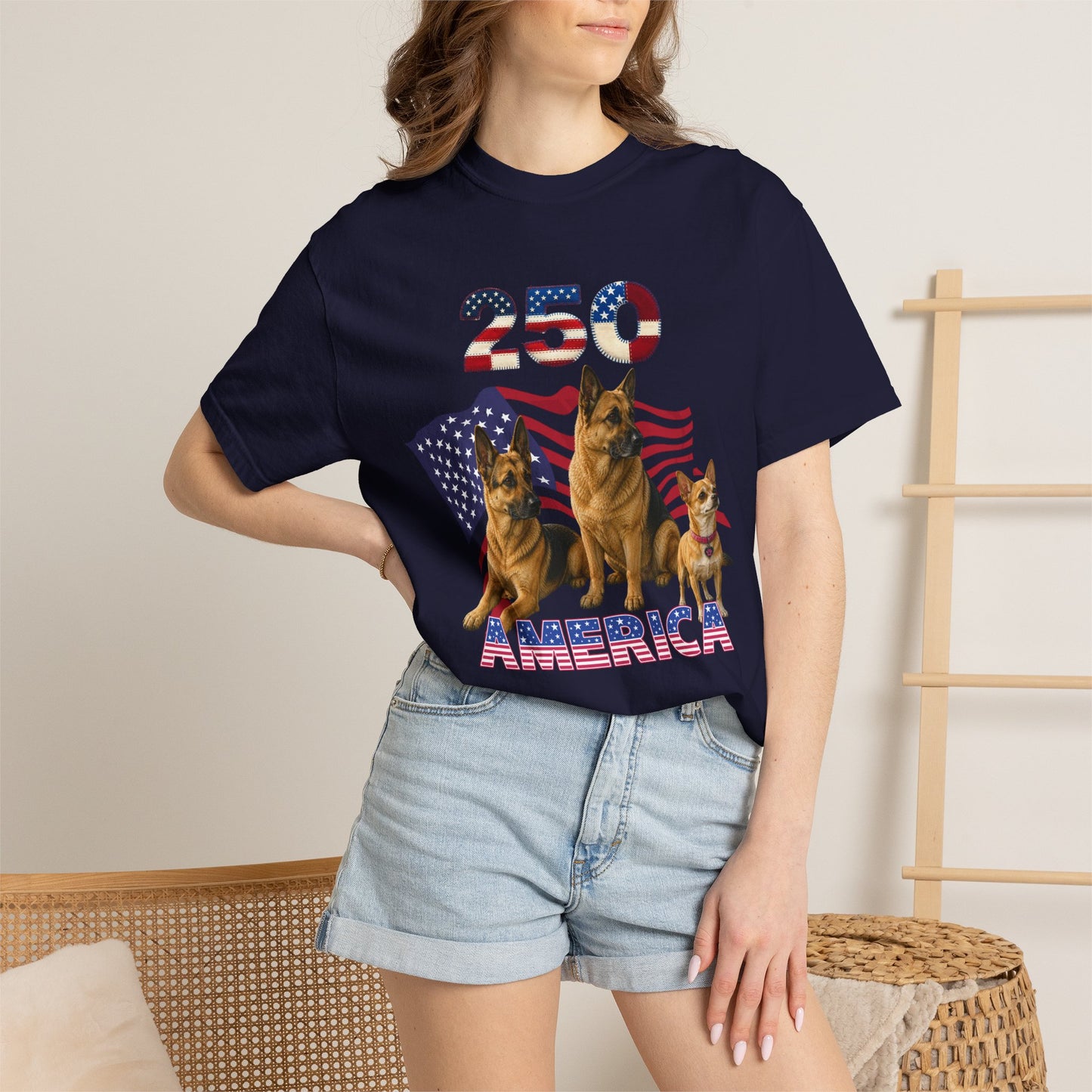 250 America German Shepherds Patriotic T-Shirt