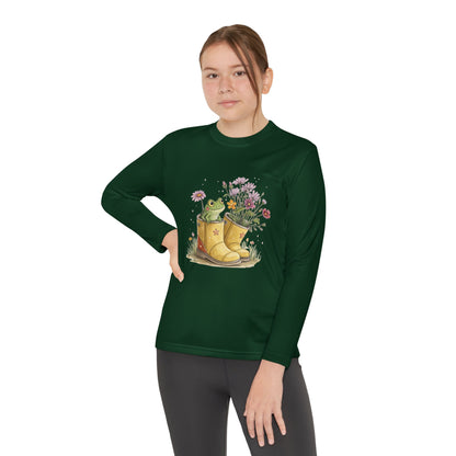 Youth Long Sleeve Tee — Froggy Garden Boots Illustration