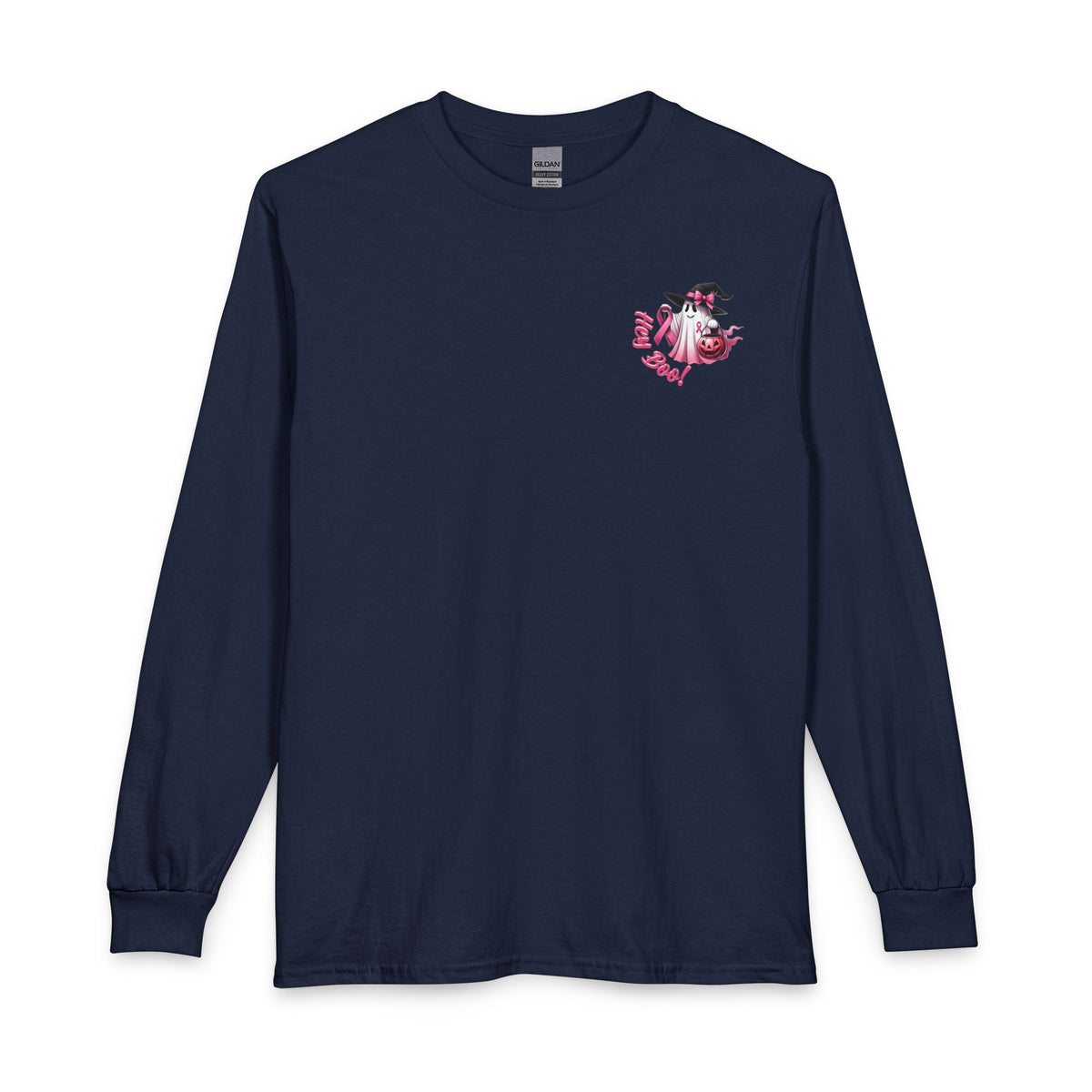 Breast Cancer Awareness Long Sleeve Tee — "In October We Wear Pink" Cow Design