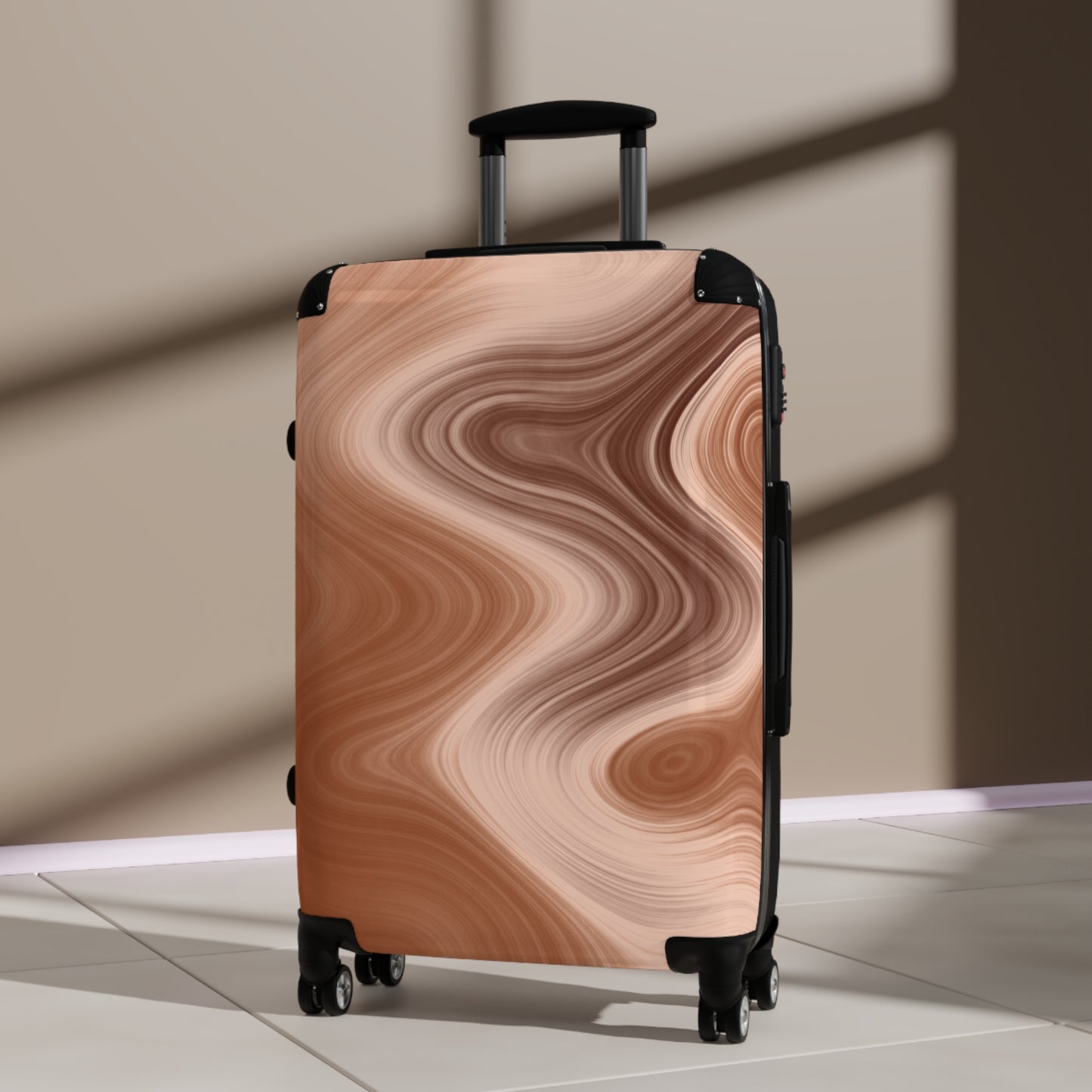 Marbled Copper Carry-On Suitcase — Stylish Swirl Travel Luggage