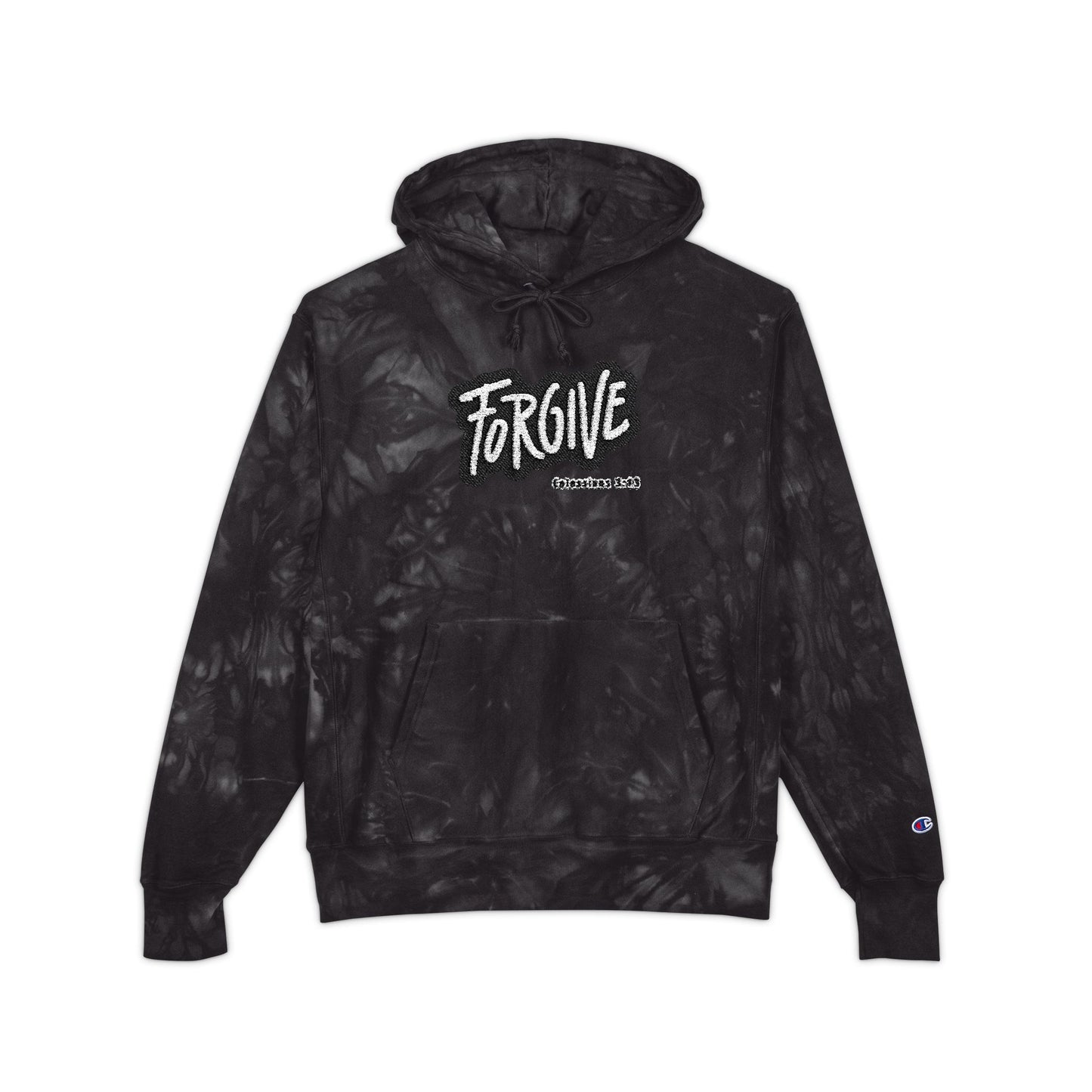 Forgive Tie-Dye Hoodie - Unisex Champion Sweatshirt, Cozy Gift, Casual Wear, Unique Style, Fashion Statement