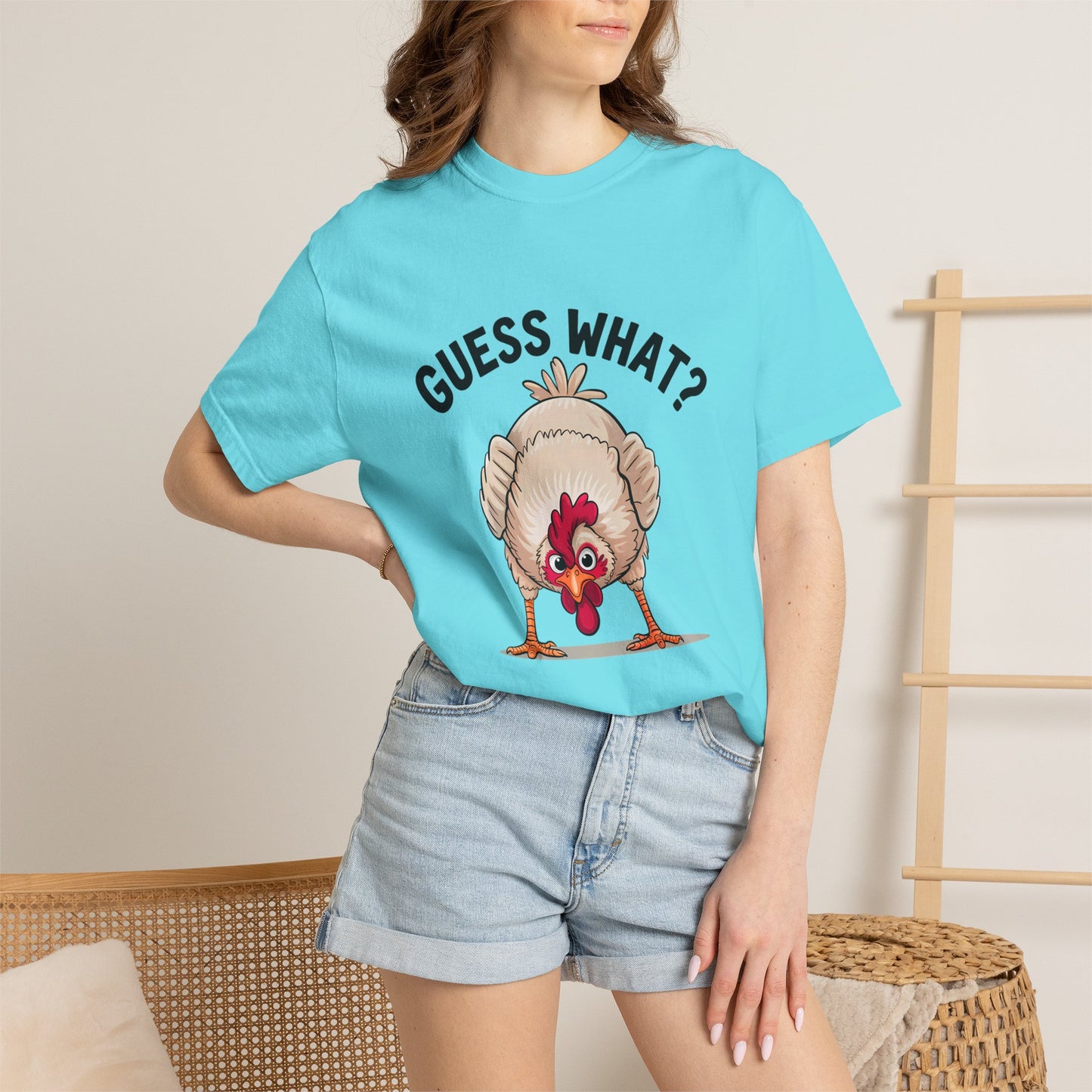 Chicken Butt T-Shirt "Guess What? Chicken Butt!" Funny Novelty Tee Conversation Starter Humorous Statement