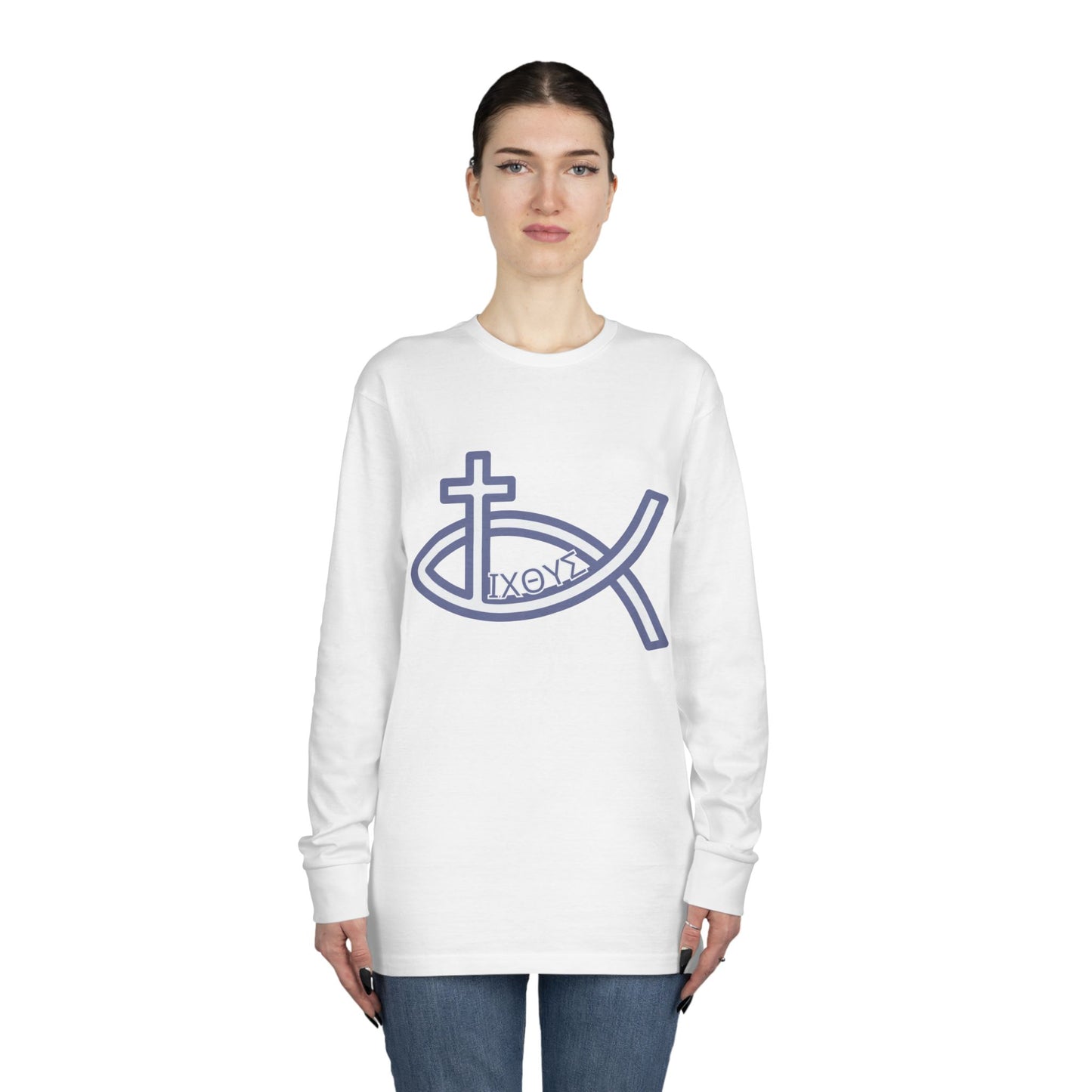 Faith-Inspired Long Sleeve Crewneck Tee - Perfect for Believers, Christian Gifts, Religious Apparel, Everyday Wear, Inspirational Clothing