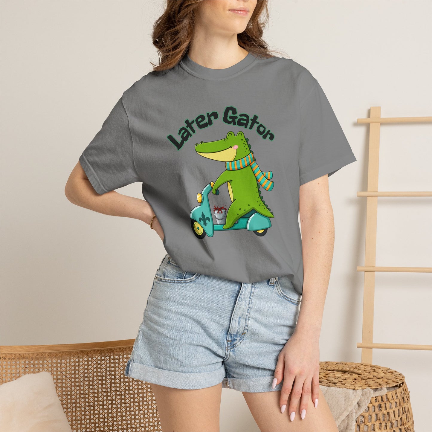 Later Gator After While Gator T-Shirt Cute Cartoon Alligator Scooter Tee Gift