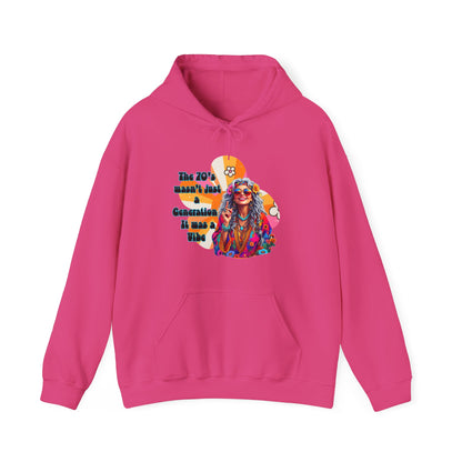 Retro Hippie Hoodie – "The 70's wasn't your generation it was mine" Colorful Boho Graphic