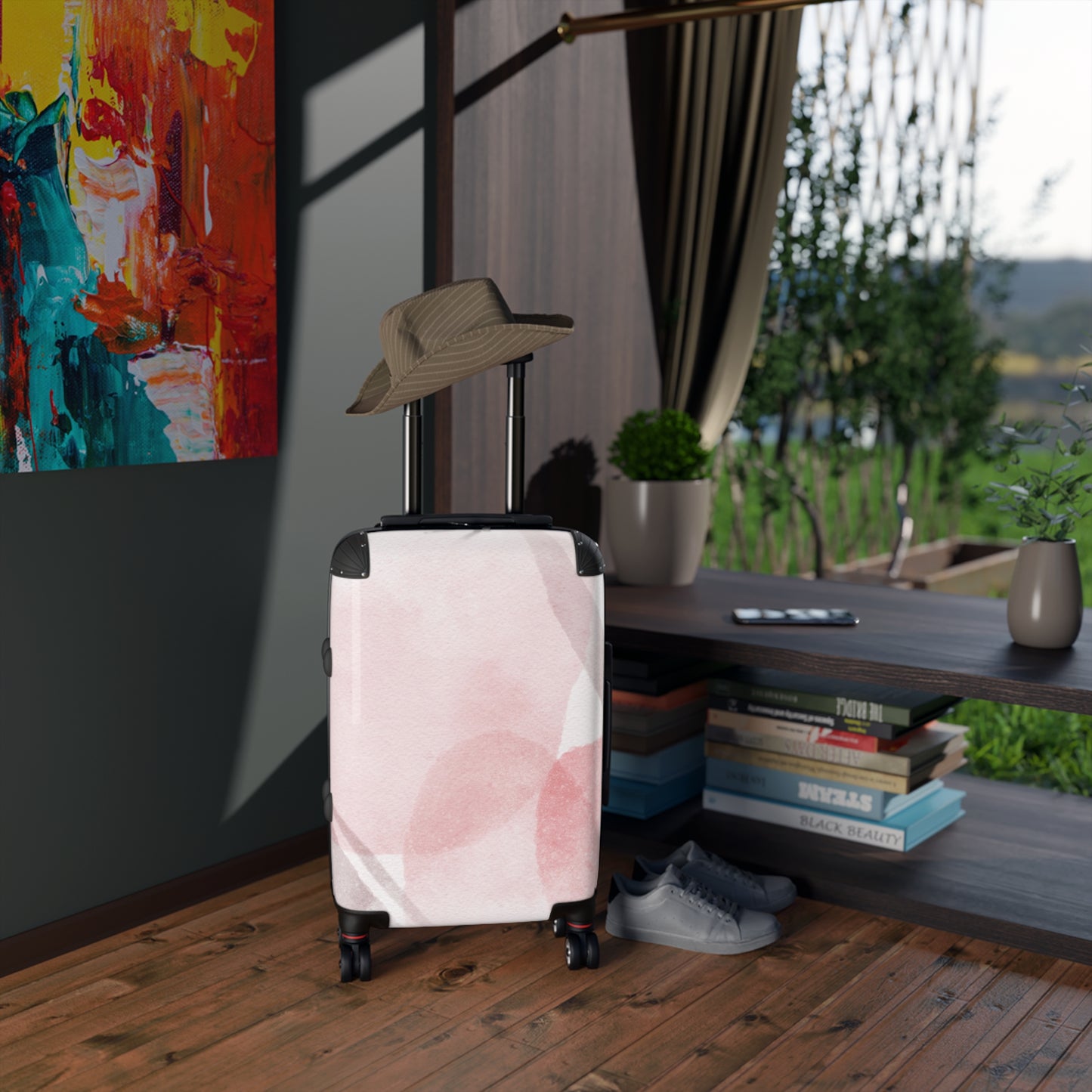 Blush Watercolor Carry-On Suitcase Lightweight Floral Travel Luggage