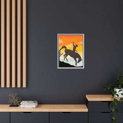 Framed Cowboy Sunset Canvas Art Equestrian Decor Farmhouse Wall Art Rustic Home Decoration Gift for Horse Lovers Rodeo Decor Housewarming Gift