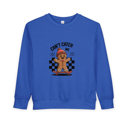 T-Shirt Playful Toddler Sweatshirt with 'Can’t Catch Me' Design Cute Kids Outfit Fun Holiday Gift Cozy Fall Wear Cheeky Gingerbread Sweater