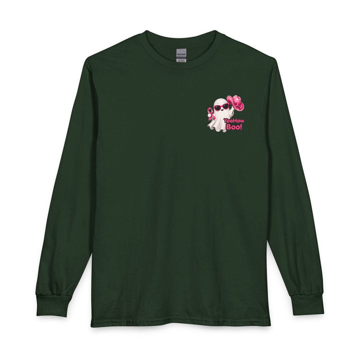 Breast Cancer Awareness Long Sleeve — "In October We Wear Pink" Ghost Tee