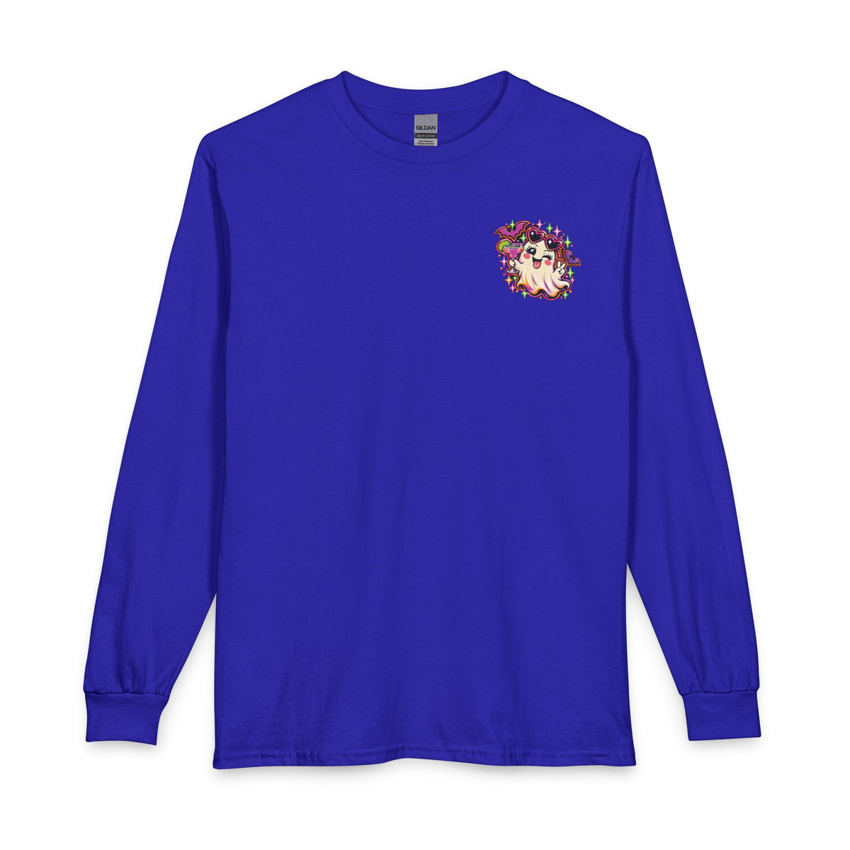 Halloween Long Sleeve Tee — "Just Here for the Boos" Ghost Party Shirt
