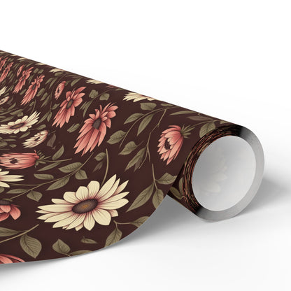 Floral Gift Wrap Paper Rustic Wrapping Paper for Birthdays Holidays & Special Occasions Eco Friendly Gift Packaging Floral Design