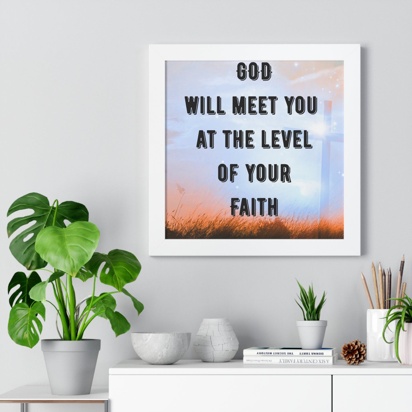 Framed Vertical Poster for Home Decor Motivational Wall Art Faith-Based Gift Spiritual Decor Inspirational Christian