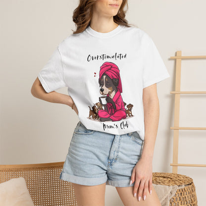 dog mom shirt, tired mama tee, overstimulated mom, mother tshirt, funny puppy shirt, puppy graphic tee, coffee lover gift, exhausted parent, dog mom gift, mama shirt, funny mom tee, puppy mom shirt...