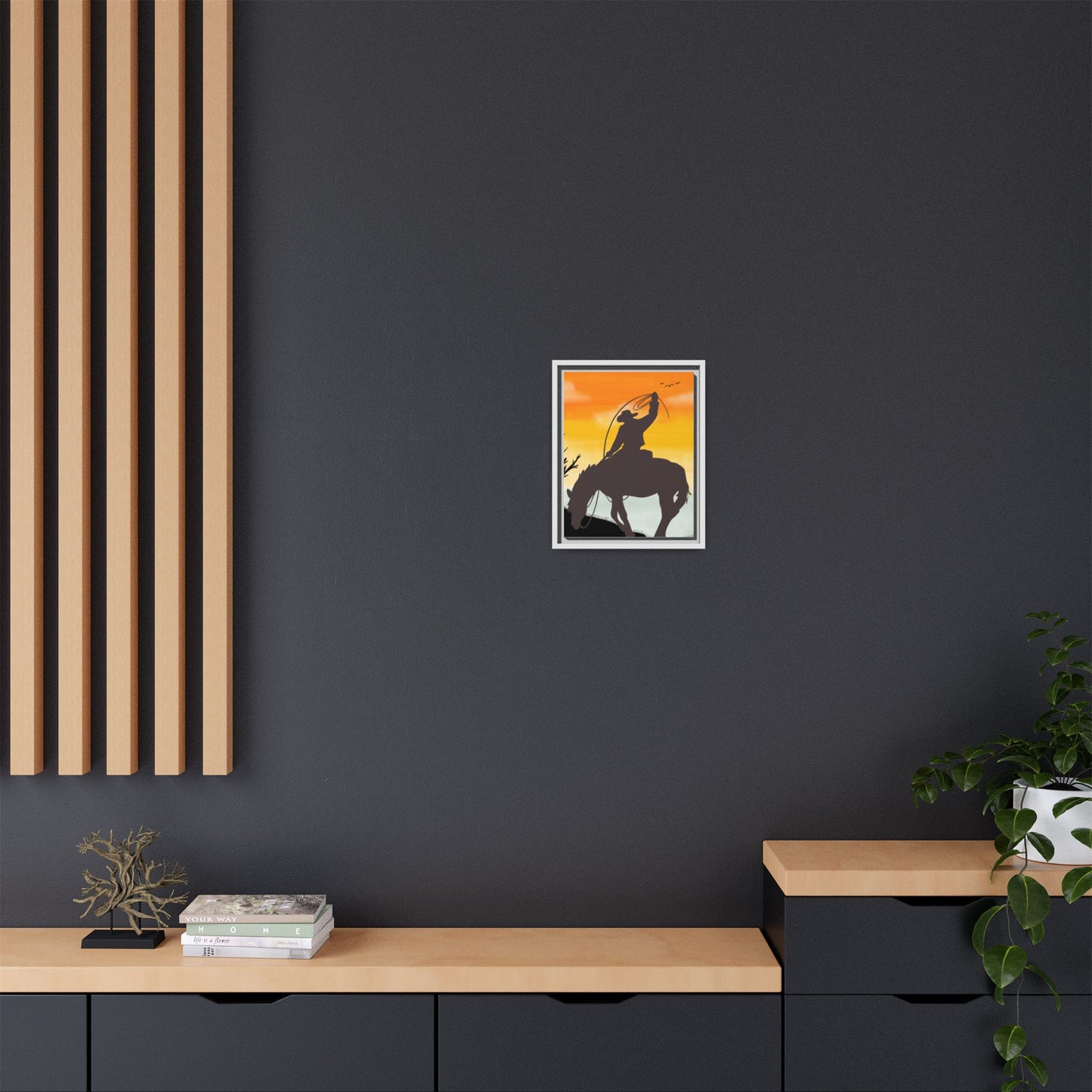 Framed Cowboy Rodeo Art Print Canvas Wall Decor Western Home Decor Rustic Cowboy Gift Equestrian Wall Art Country Themed Art Housewarming Gift