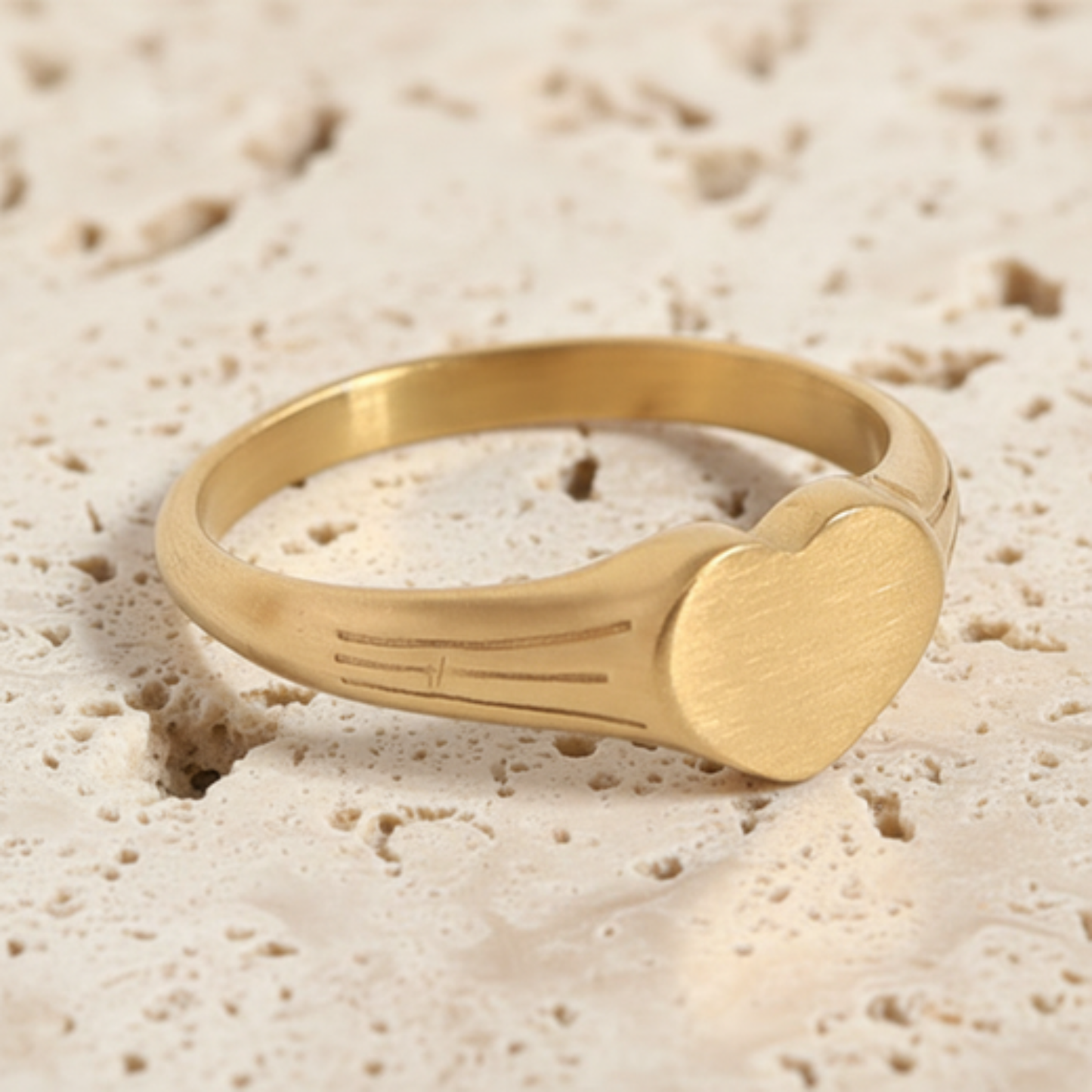 Heart Signet Ring — Engraved “Chosen 1 Thess 1:4” Stainless Steel