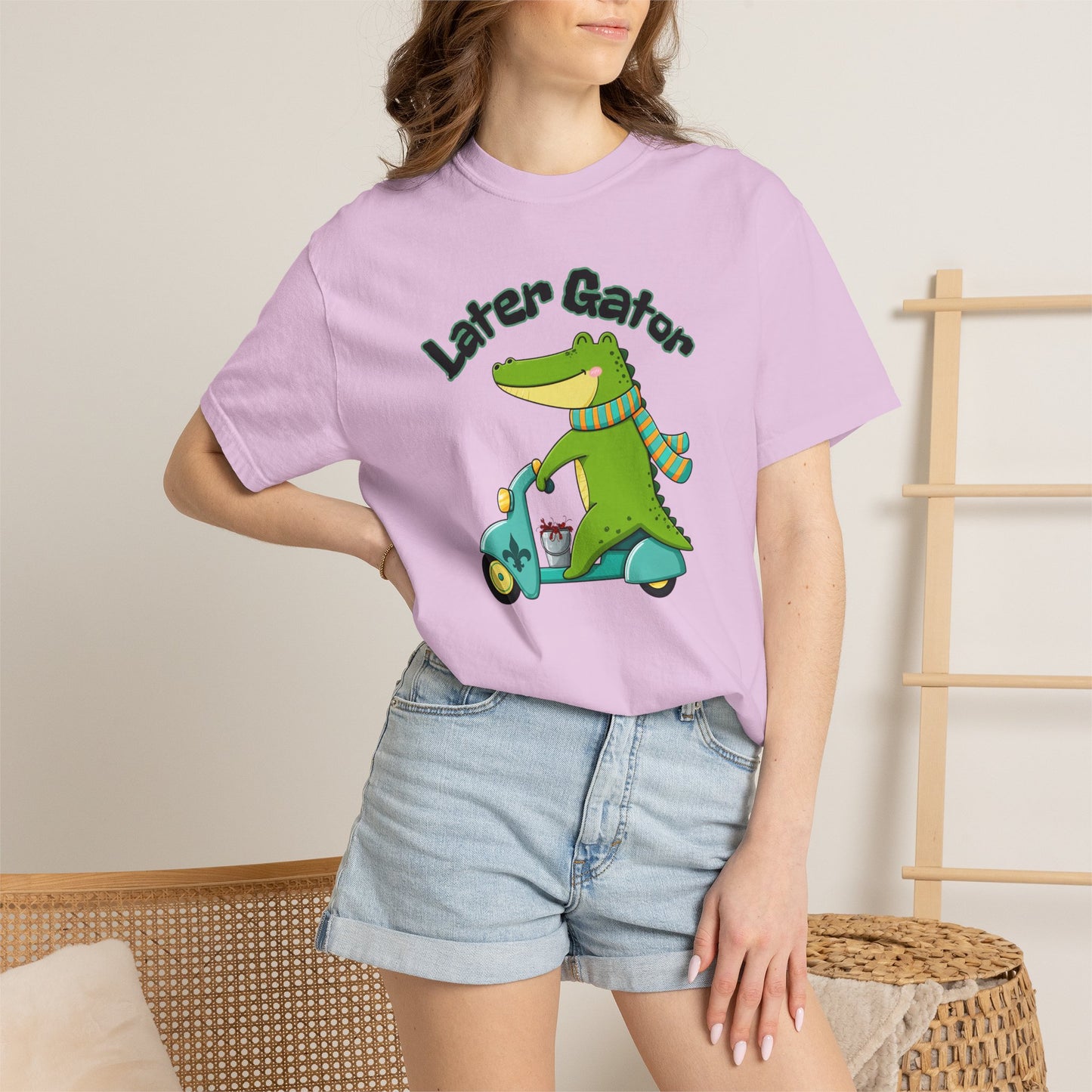 Later Gator After While Gator T-Shirt Cute Cartoon Alligator Scooter Tee Gift