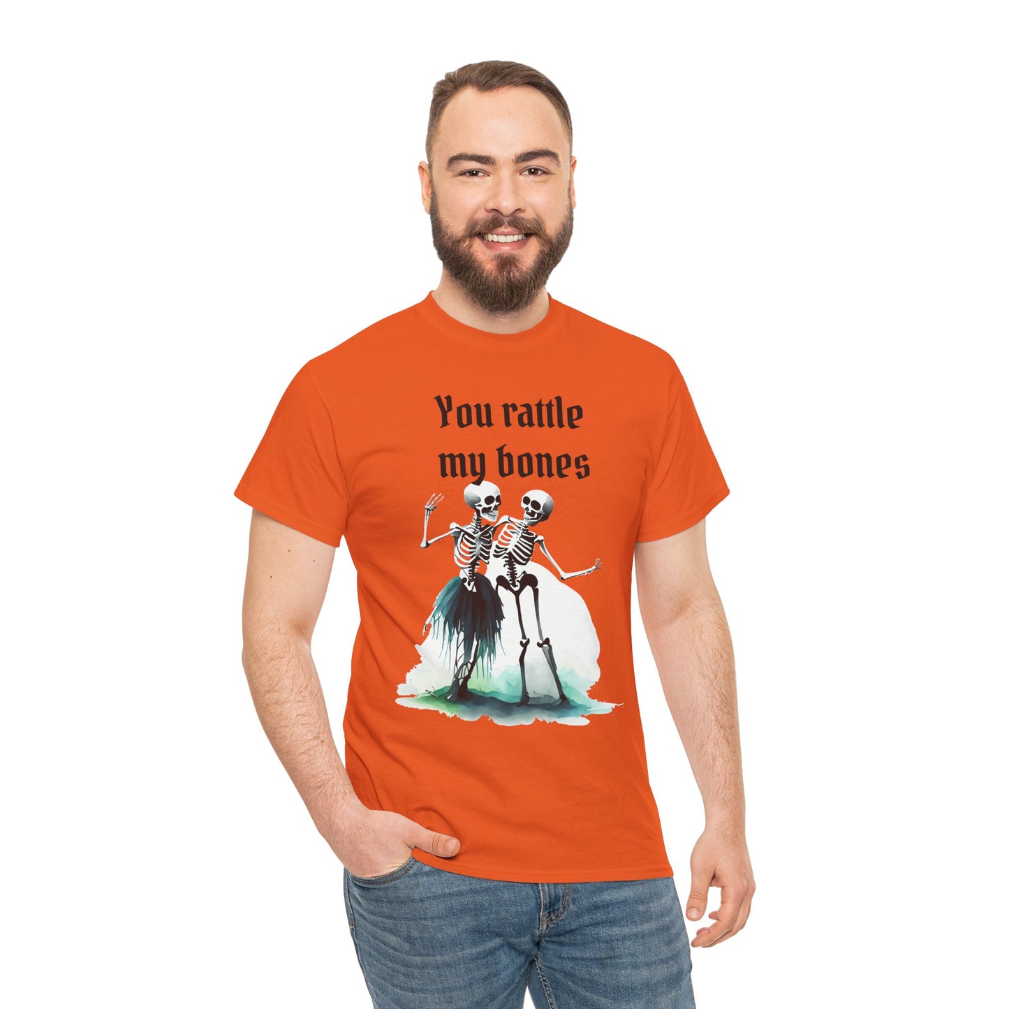 T-Shirt Skeleton Dance Tee  You Rattle My Bones Halloween Shirt Unisex Graphic Tee Cute Skeleton Costume Spooky Season Apparel