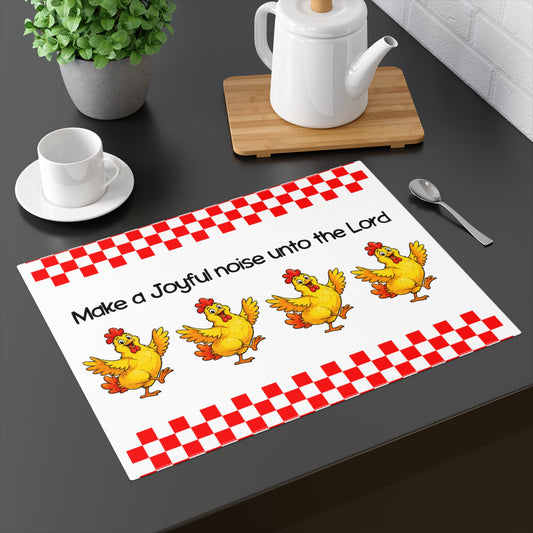 Make a Joyful Noise Placemat — Chickens & Red Checker Kitchen Table Decor