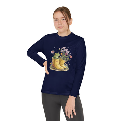 Youth Long Sleeve Tee — Froggy Garden Boots Illustration