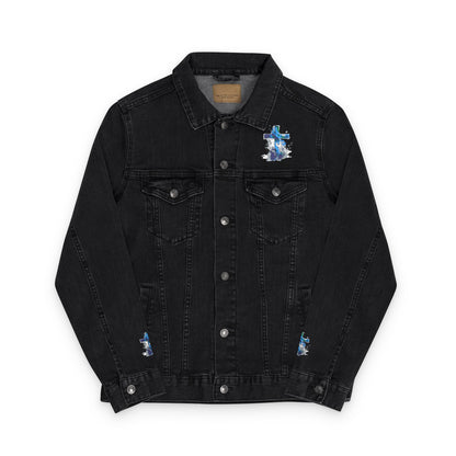 Denim Jacket Embroidered Unisex Denim Jacket Boho Style Jacket Denim Outerwear for Him Casual Jacket Unique Gift for Her