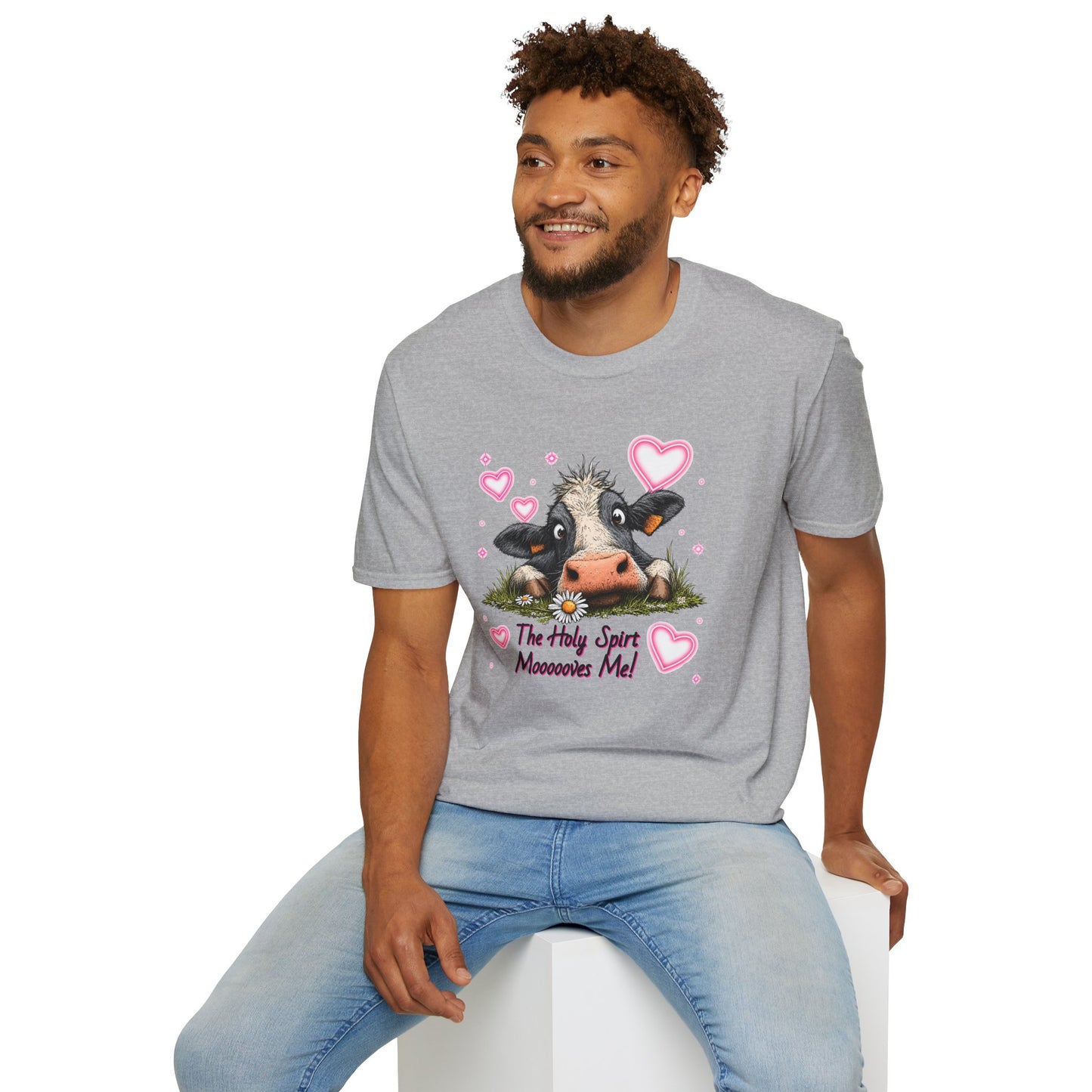 Holy Spirit T-shirt – Funny Faith-inspired Cow Design in 100% Cotton