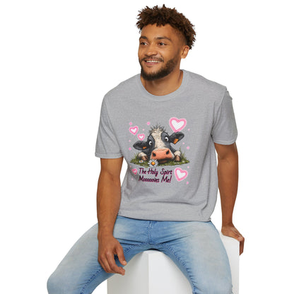 Holy Spirit T-shirt – Funny Faith-inspired Cow Design in 100% Cotton