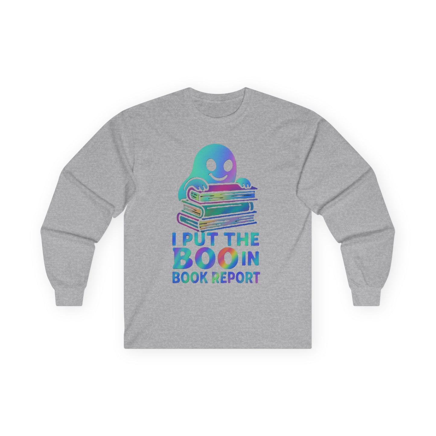 T-Shirt Whimsical Long Sleeve Tee for Book Lovers Halloween Shirt Cozy All-Seasons Top Fun Gift for Readers Book Report Humor Teacher Gift
