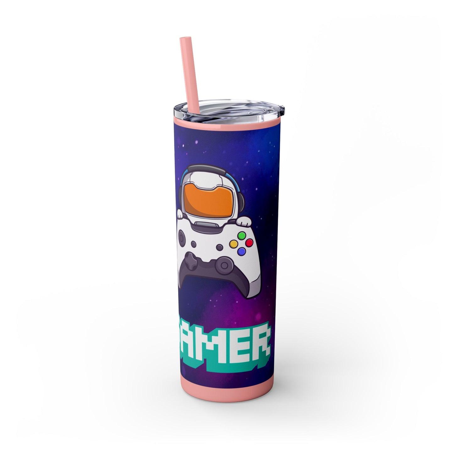 Tumbler Travel Cup Personalized Gamer Skinny Tumbler with Straw - 20oz - Cool Space Design