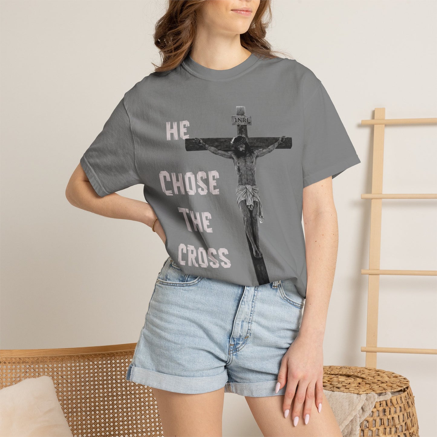 He Chose The Cross Christian Graphic T-Shirt Faith based Tee Spiritual Gift