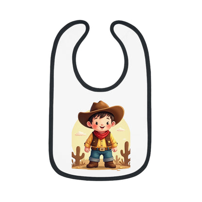Cowboy Baby Bib with Contrast Trim, Cute Toddler Bib, Western-Themed Baby Gift, Infant Feeding Bib, Baby Shower Gift