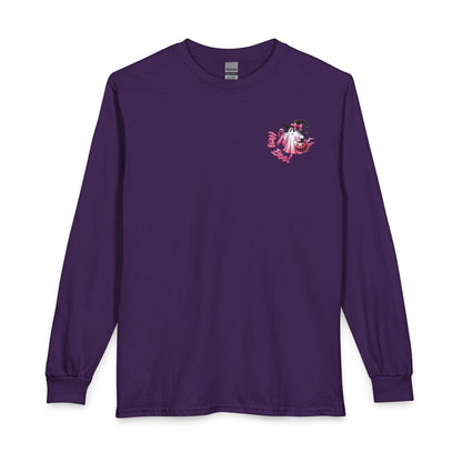 Breast Cancer Awareness Long Sleeve Tee — "In October We Wear Pink" Cow Design