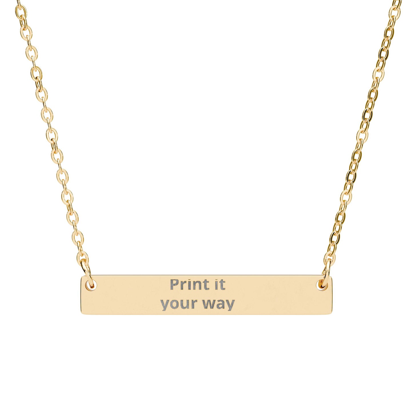 Engravable Horizontal Bar Necklace — Custom Name & Message Pendant