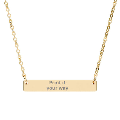 Engravable Horizontal Bar Necklace — Custom Name & Message Pendant
