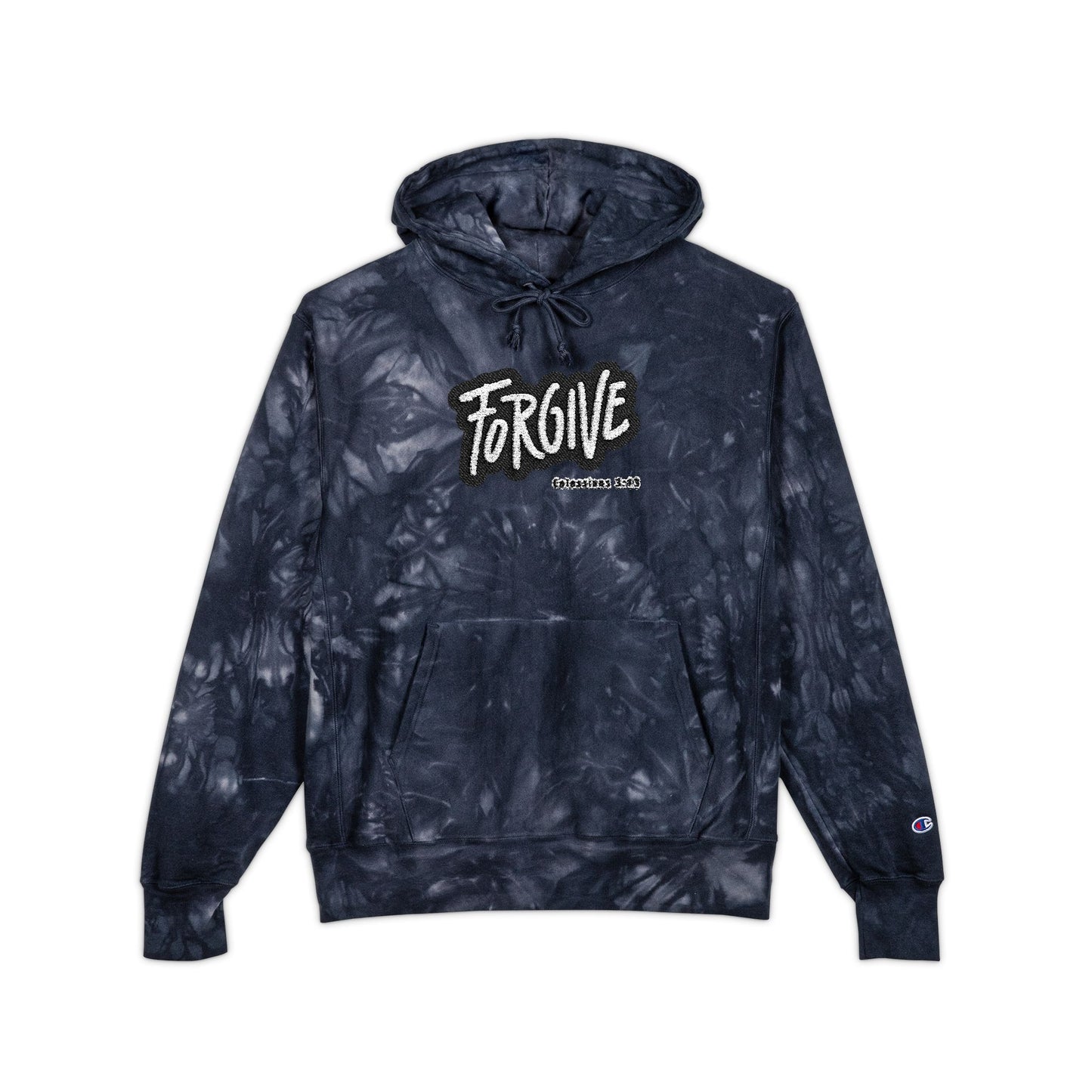Forgive Tie-Dye Hoodie - Unisex Champion Sweatshirt, Cozy Gift, Casual Wear, Unique Style, Fashion Statement