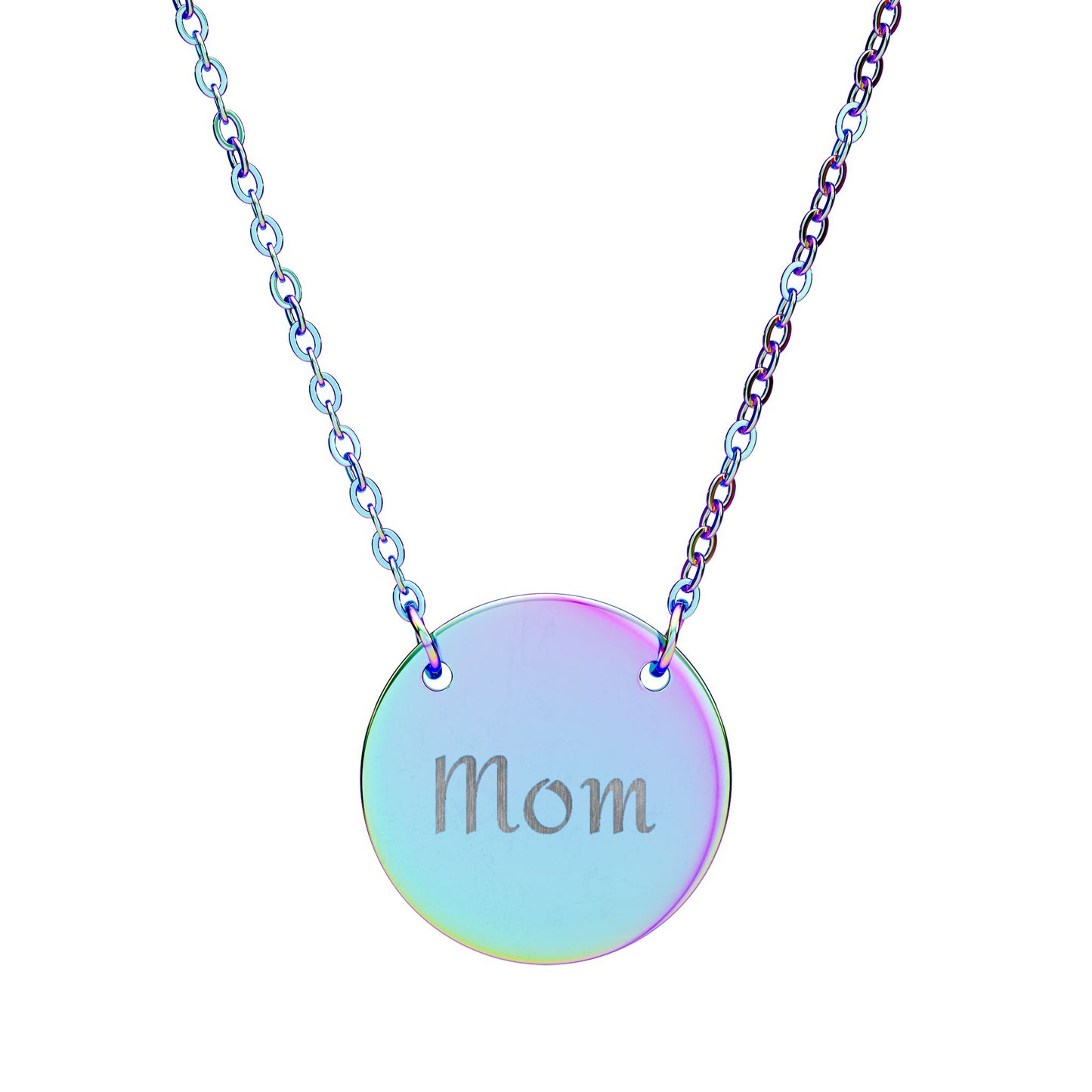 Personalized Mom Circle Necklace - Engraved Gift for Mother's Day