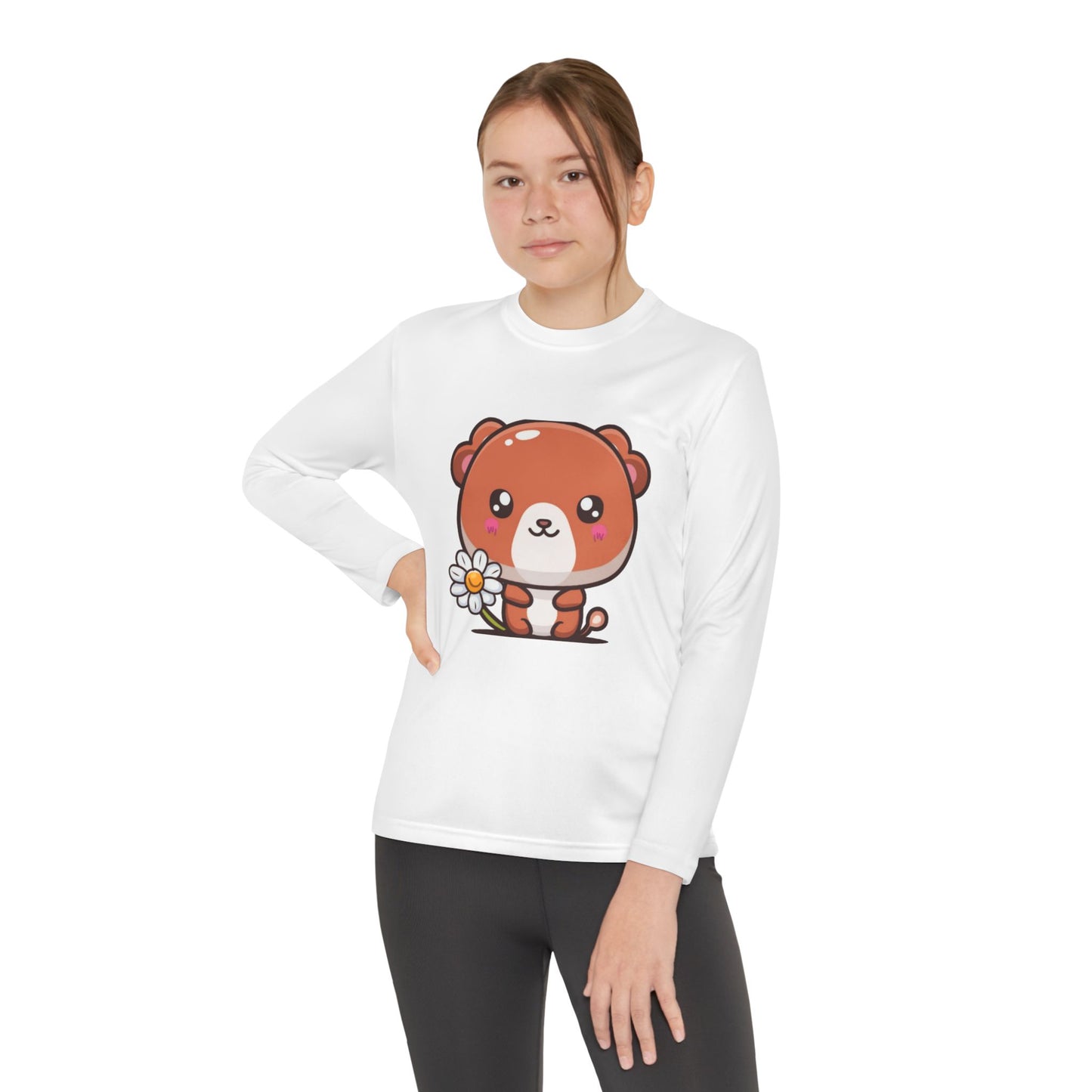 T-Shirt Cute Bear Youth Long Sleeve Competitor Tee Kids Bear Shirt Playful Tee for Boys and Girls Adorable Spring Apparel Gift