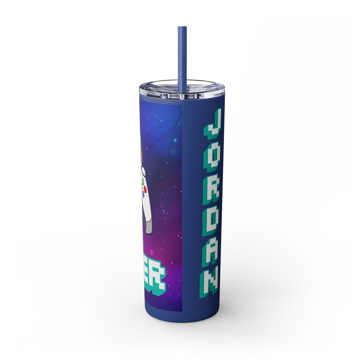 Tumbler Travel Cup Personalized Gamer Skinny Tumbler with Straw - 20oz - Cool Space Design