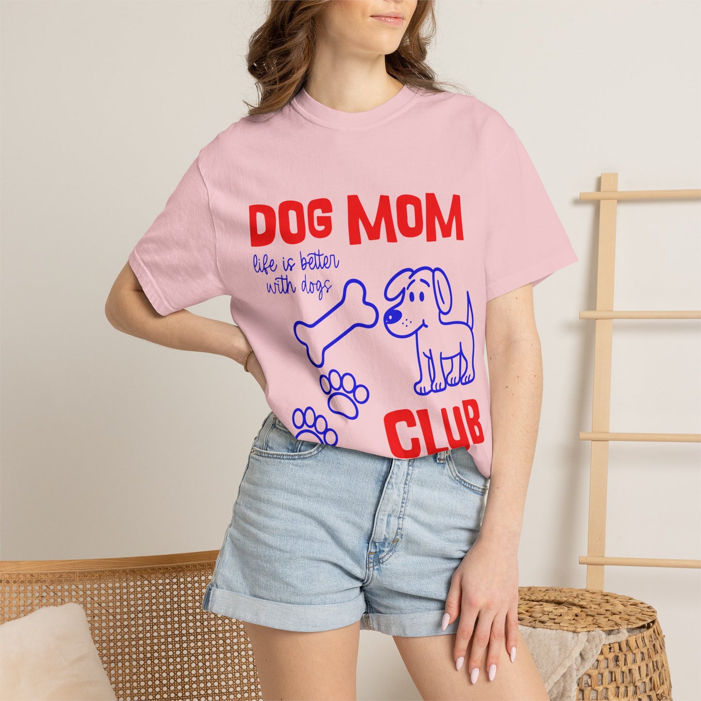 Dog Mom Club T-Shirt — Cute Paw Print & Bone Graphic Tee
