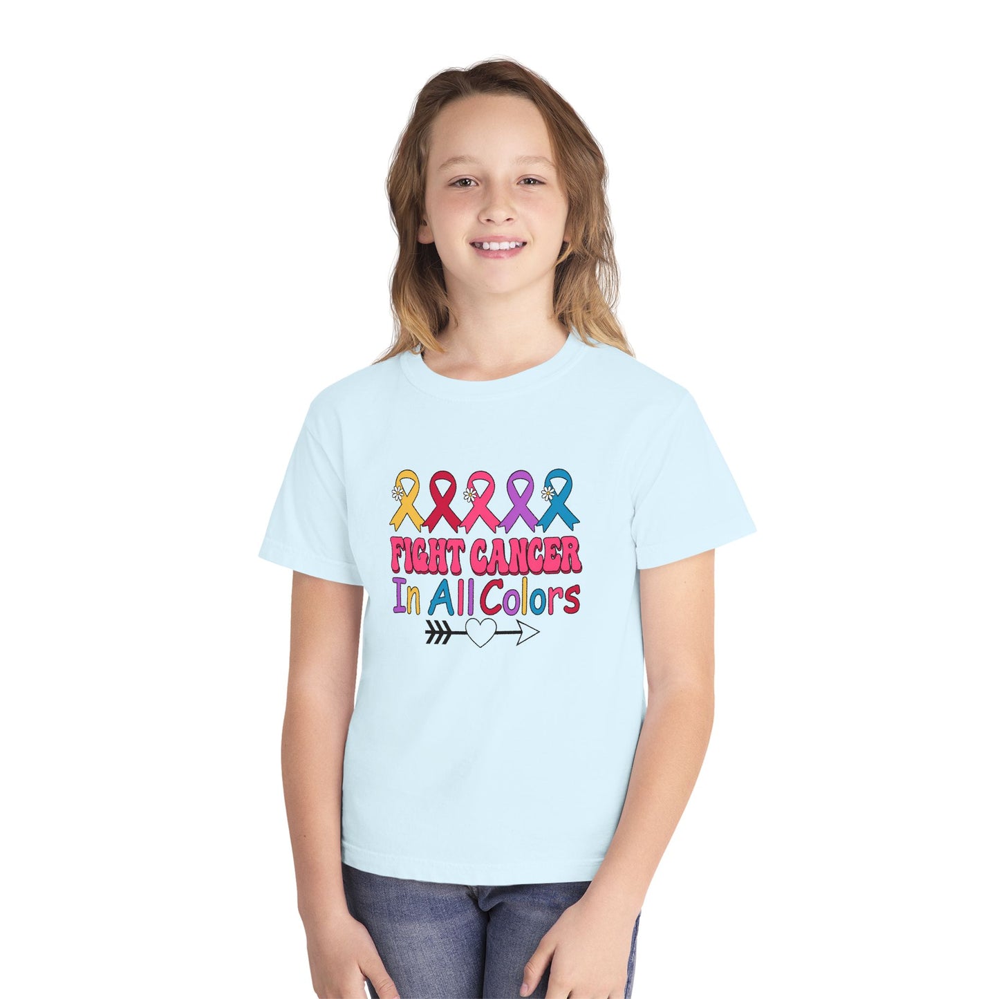 Youth Tee — "Fight Cancer In All Colors" Ribbon Awareness Shirt