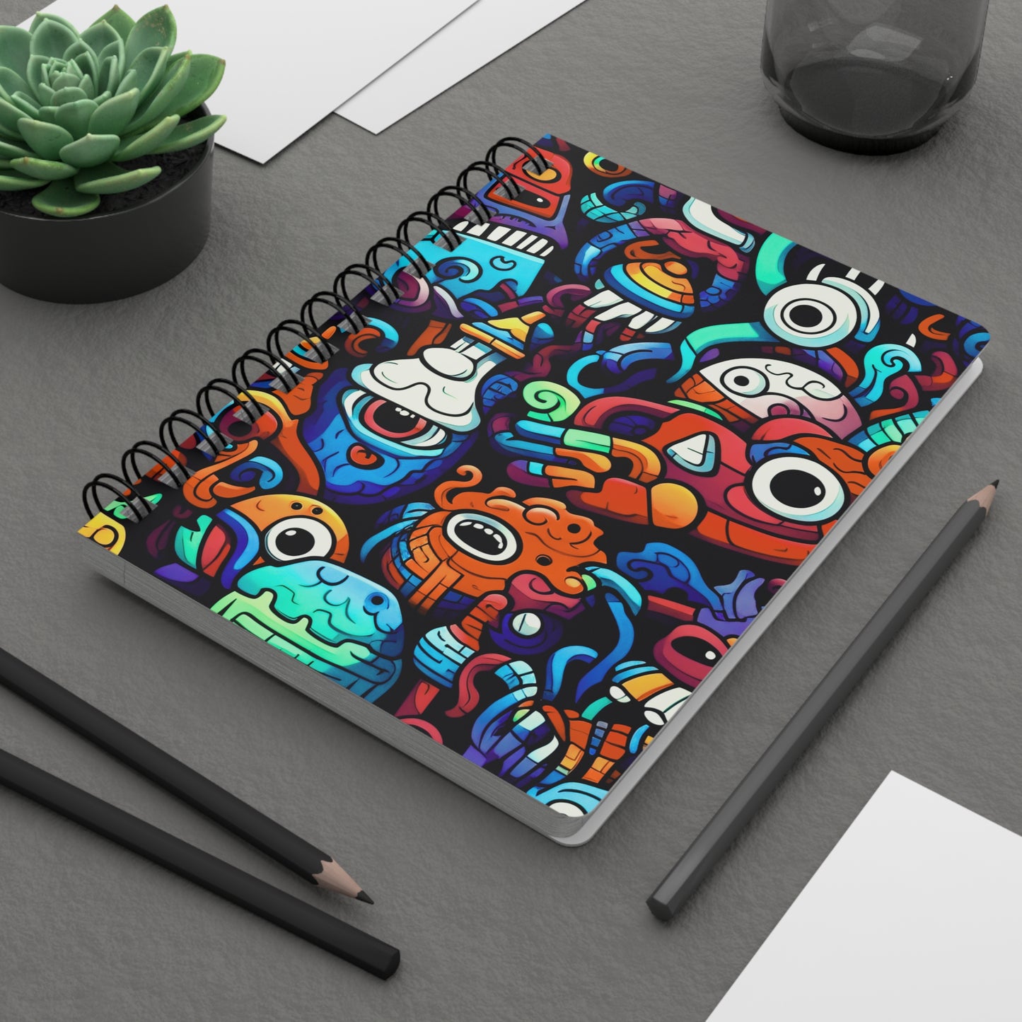 Doodle Monsters Spiral Notebook — Colorful Cartoon Art Journal for Kids & Creatives