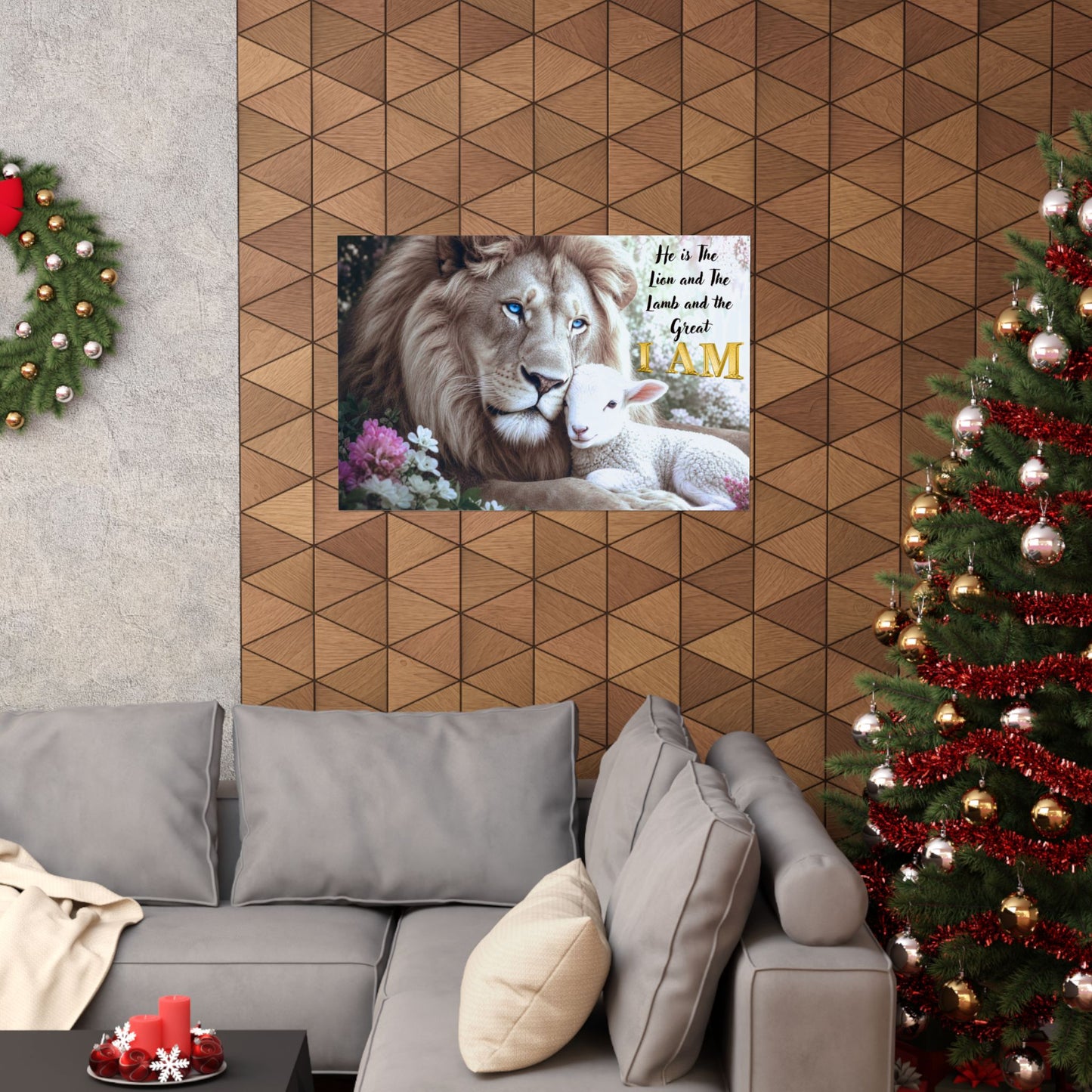 Lion and Lamb Matte Poster — "He is the Lion and the Lamb and the Great I AM" Religious Wall Art