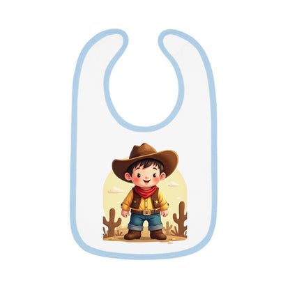 Cowboy Baby Bib with Contrast Trim, Cute Toddler Bib, Western-Themed Baby Gift, Infant Feeding Bib, Baby Shower Gift
