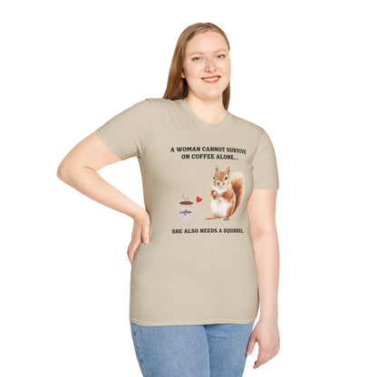 Coffee and Squirrel T-Shirt Cute Squirrel Illustration Coffee Lover Tee Fun Tee