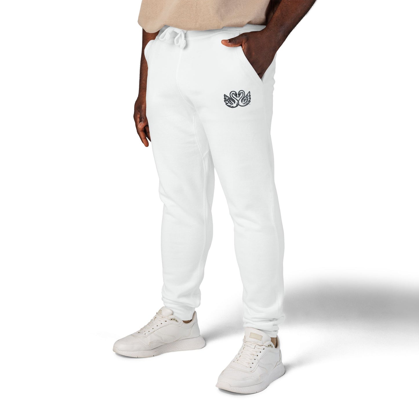 Embroidered Unisex Fleece Sweatpants - Cozy Comfort in Blush Pink