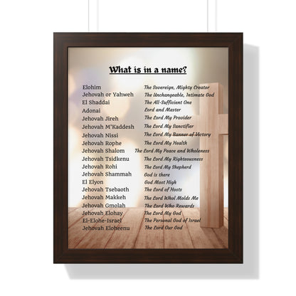 Framed Print Art Hebrew God Names Wall Art Home Decor Faith Gift Christian Room Prayer Space Divine Text Scripture Display Spiritual Design