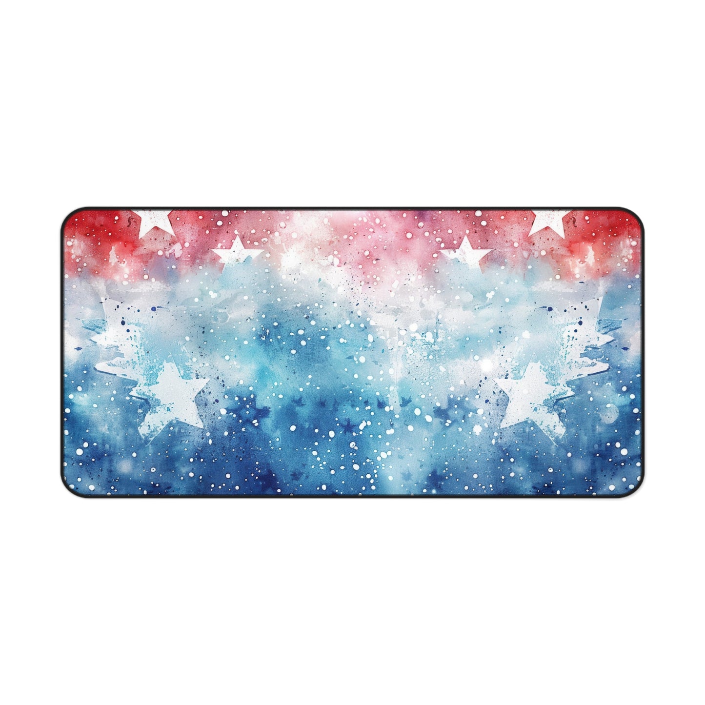 Patriotic Watercolor Stars Desk Mat – Red White Blue Mouse Pad