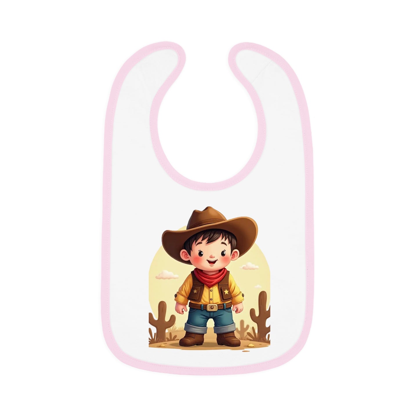 Cowboy Baby Bib with Contrast Trim, Cute Toddler Bib, Western-Themed Baby Gift, Infant Feeding Bib, Baby Shower Gift