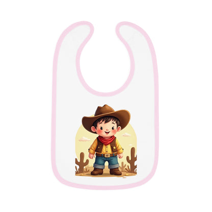 Cowboy Baby Bib with Contrast Trim, Cute Toddler Bib, Western-Themed Baby Gift, Infant Feeding Bib, Baby Shower Gift