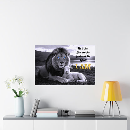 Matte Poster — "I AM" Lion and Lamb Christian Wall Art
