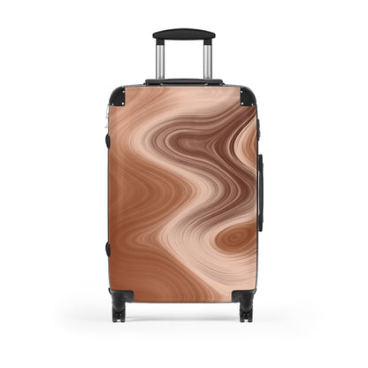 Marbled Copper Carry-On Suitcase — Stylish Swirl Travel Luggage